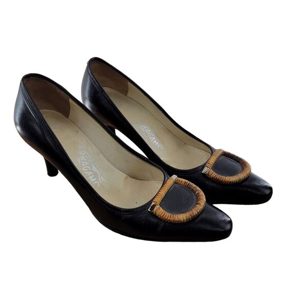 Buckle Ladies Leather Pumps Ladies Leather Victorian Shoes Black